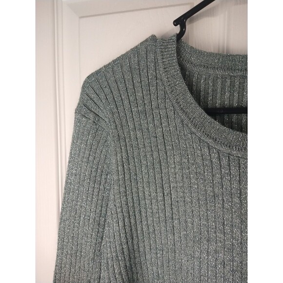 Nine West Sweater Womens XXL Gray Glitter Crew Neck Knit Long Sleeve Office/Part - Picture 3 of 9